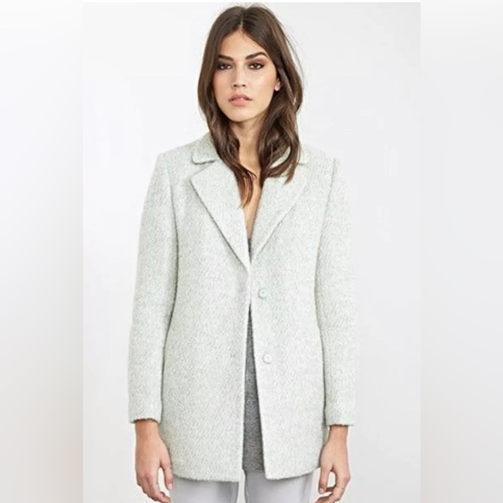 Forever 21 Women’s Mint Green Boucle Wool Blend Coat S (marked size M)
